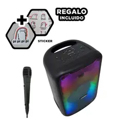 GENERICO - Parlante Elegante con Luces LED en Negro Y+Regalo Stickers
