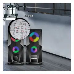 GENERICO - Parlante con Conexion a USB en Negro Y+Regalo Stickers