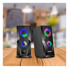 GENERICO - Pack2 Parlante con Conexion a USB en Negro Y+Regalo Stickers