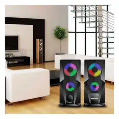 GENERICO - Pack2 Parlante Gamer con RGB en Negro Y+Banderitas Adhesivas