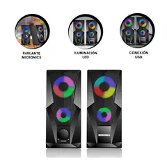 GENERICO - Pack4 Parlante con Conexion a USB en Negro Y+Ligas de Regalo