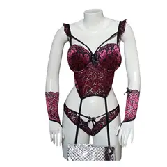 GENERICO - LENCERIA SEXY CORSET ENCAJE FLORAL CON COPAS TALLA S-M-L