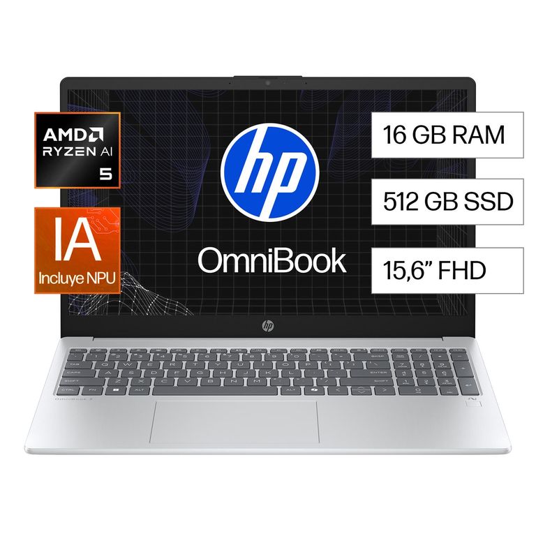 Laptop OmniBook 15-fn0051la AMD Ryzen AI 5-340 16GB 512GB