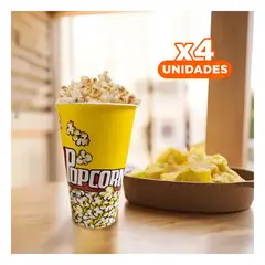 RYBIU IMPORT - Pack4 Balde Popcorn Estilo Party Amarillo Y+Regalo Stickers