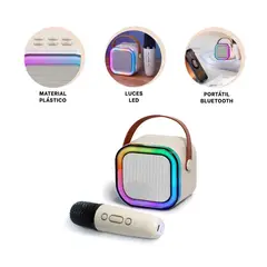 GENERICO - Pack4 Altavoz para Fiestas en Beige Y+Banderitas Adhesivas