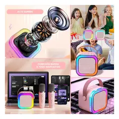 GENERICO - Pack6 Parlante con Bluetooth en Rosado Y+Regalo Stickers