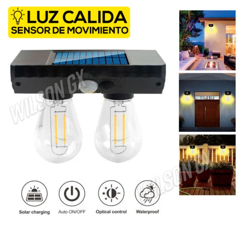Luz Solar Doble Foco 2 en 1 Lampara Reflector