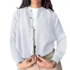 GENERICO - Chompa Mujer Hilo Botones Mlarga Melody 359G-24 Color Blanco