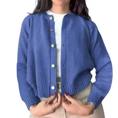 GENERICO - Chompa Mujer Hilo Botones Mlarga Melody 359G-24 Color Morado