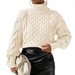 GENERICO - Chompa Mujer Hilo Mlarga Jorge Chavez Trensa 359G-24 Color Beige