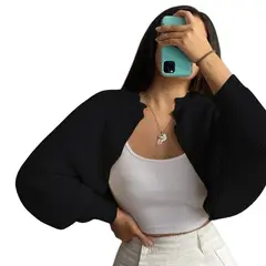 GENERICO - Sueter Mujer Hilo Mlarga Abierto 359G-21 Color Negro