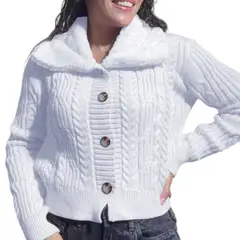 GENERICO - Chompa Mujer Hilo Camisero De Peluche 359G-25 Color Blanco