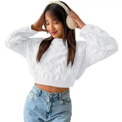 GENERICO - Chompa Mujer Hilo Clasico 359G-23 Color Blanco