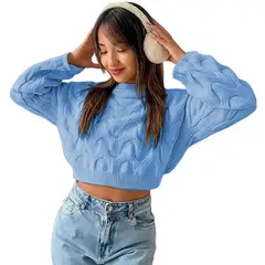 GENERICO - Chompa Mujer Hilo Clasico 359G-23 Color Celeste