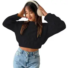 GENERICO - Chompa Mujer Hilo Clasico 359G-23 Color Negro