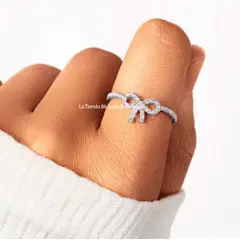 LA TIENDA 88 JOYAS Y ACCESORIOS - La Tienda 88 - Anillo Alianza De Compromiso Mujer lazo Bañado - Blanco