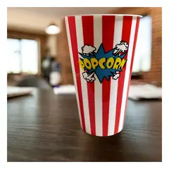 GENERICO - Cubo para Guardar Popcorn en Rojo Y+Ligas de Regalo
