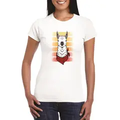 GENERICO - Polo mujer diseño Llama PAÑUELO - Blanco