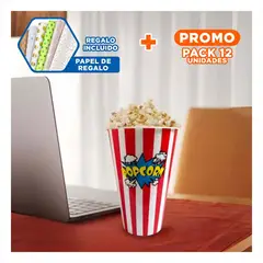 RYBIU IMPORT - Pack12 Emvase Popcorn para Todos en Rojo Y+Papel de Regalo