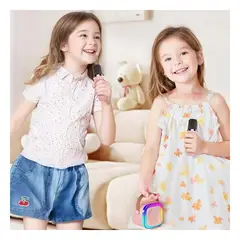 RYBIU IMPORT - Pack2 Parlante con Microfono Inalambrico K12 en Tono Rosado