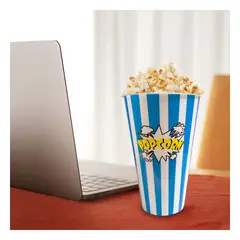 RYBIU IMPORT - Cubeta de Fiestas para PopCorn Azul Y+Ligas de Regalo