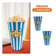 RYBIU IMPORT - Pack2 Cubeta Alta de Popcorn para el Cine de Color Azul