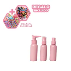 RYBIU IMPORT - Pack6 Botellas para Cremas en Rosa Y+Ligas de Regalo
