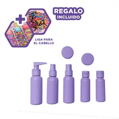 RYBIU IMPORT - Pack6 Botellas Dispensadora de Cremas Lila Y+Ligas de Regalo