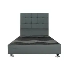 MUEBLES MACRUMO - Cama tapizada Deco Atenas - Queen - Color Gris oscuro