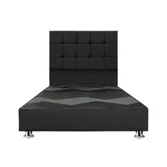 MUEBLES MACRUMO - Cama tapizada Deco Atenas - Queen - Color Negro