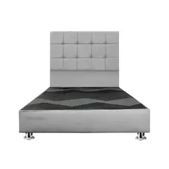 MUEBLES MACRUMO - Cama tapizada Deco Atenas King 2 tarimas Color Gris claro