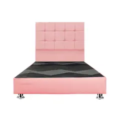 MUEBLES MACRUMO - Cama tapizada Deco Atenas King 2 tarimas Color Rosado