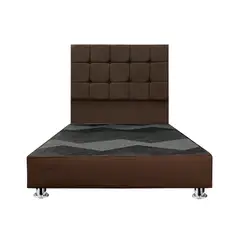 MUEBLES MACRUMO - Cama tapizada Deco Atenas - 1.5 Plz - Color Marrón