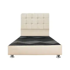 MUEBLES MACRUMO - Cama tapizada Deco Atenas King 2 tarimas Color Beige claro