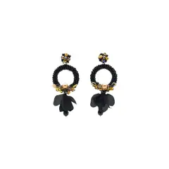 SAMANTHA PINTO HANDMADE ACCESSORIES - Aretes Antonia Negro Dorado
