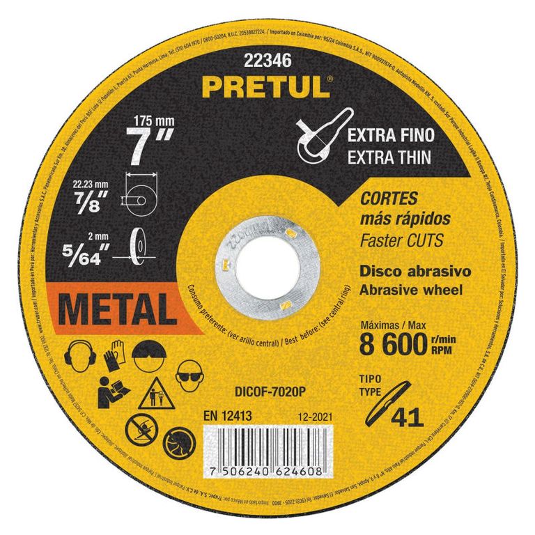 Disco Tipo 41 de 7 x 2 mm corte fino de metal - 22346