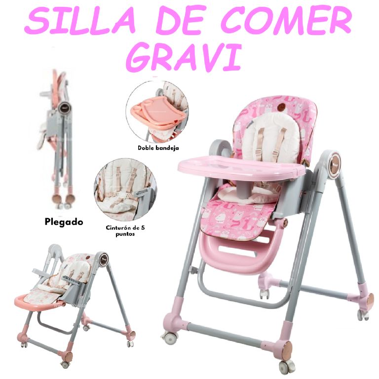 Nueva silla de Comer Regulable Mecedora Gravy -Rosado