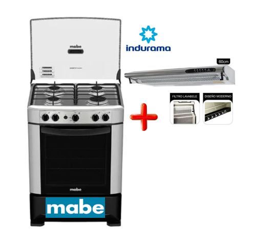 COCINA CMP6014AG0 4 QUEMADORES SILVER + campana indurama