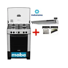 MABE - COCINA CMP6014AG0 4 QUEMADORES SILVER + campana indurama