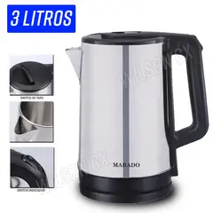 GENERICO - Hervidor de Agua 3 LITROS Grande de Acero Inoxidable Eléctrico