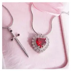 GENERICO - Collar Para Compartir - Para Parejas Corazón y Espada