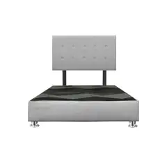 MUEBLES MACRUMO - Cama tapizada Lima - Queen - Color gris claro