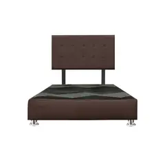 MUEBLES MACRUMO - Cama tapizada Lima - Queen - Color marrón