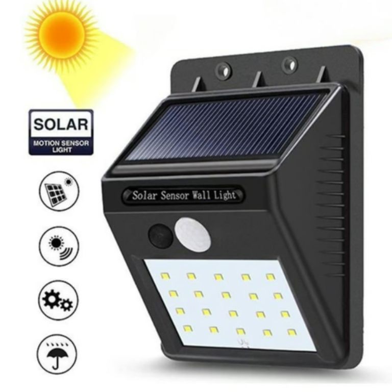 Reflector Foco Lampara Led Luz Solar Con Sensor Movimiento 20 Leds