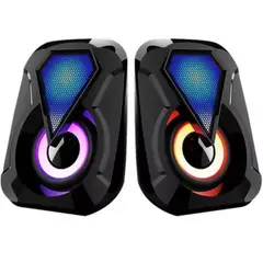 GENERICO - Parlantes Para PC Laptop Con Luz RGB Gamer y Entrada Auxiliar