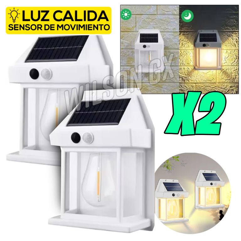 Combo Foco Led Solar con Sensor Movimiento Blanco Recargable