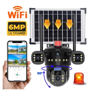 SEISA - Camara de Seguridad IP Panel Solar Recargable Exterior FHD 2 Lentes