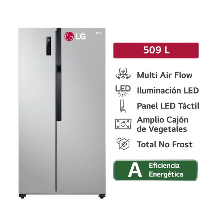 Refrigeradora LS51BPP 509L Multi Air Flow Side By Side Plateada