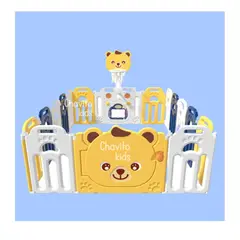 GENERICO - CORRAL PLEGABLE CON PIZARRA MUSICAL AMARILLO CAZUL