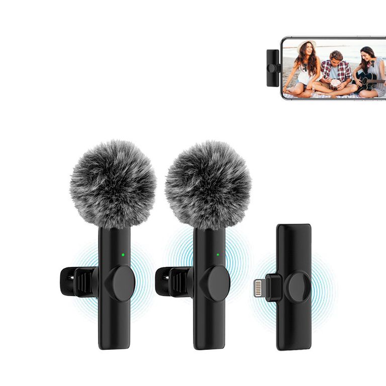 Micrófonos Inalámbricos 2 en 1 K11 Lightning con filtros de peluche